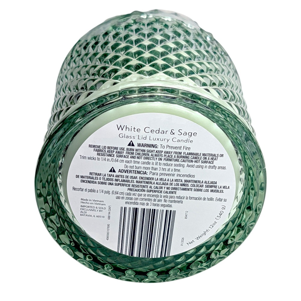 Kirkton House‎ White Cedar Sage Luxury Candle 12oz Green Glass Jar Tassel Lid - Picture 4 of 6